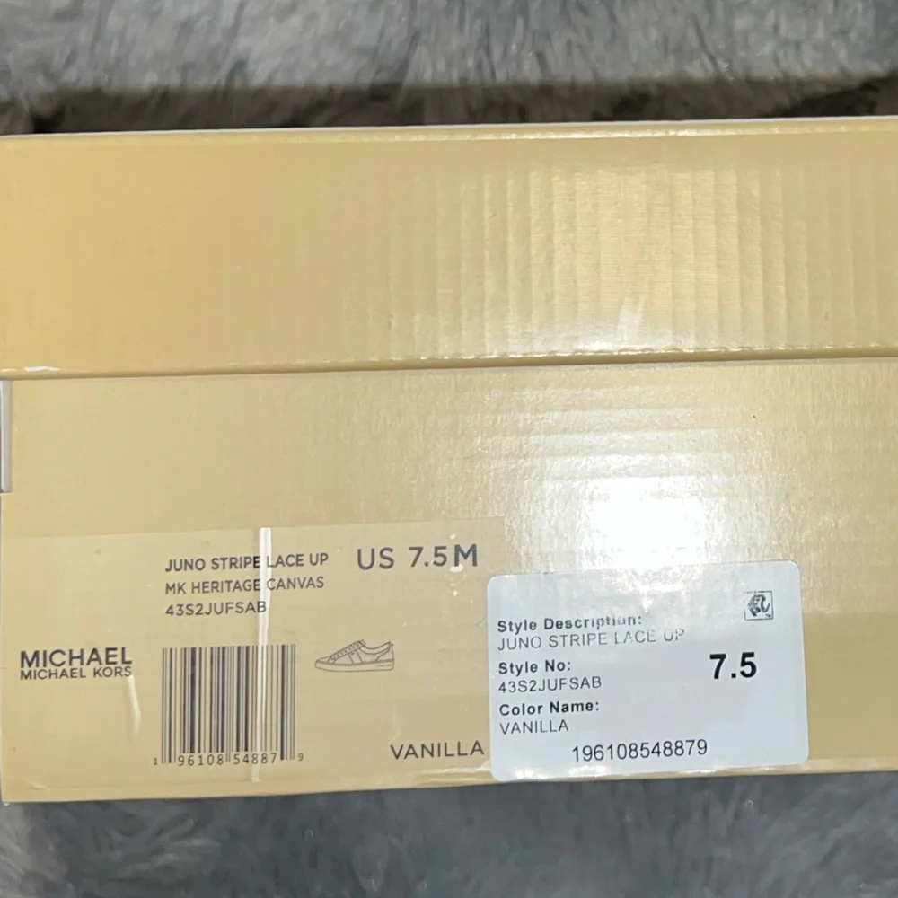 Michael Kors JUNO STRIPE LACE UP MK HERITAGE CANVAS VANILLA - Picture 2 of 8